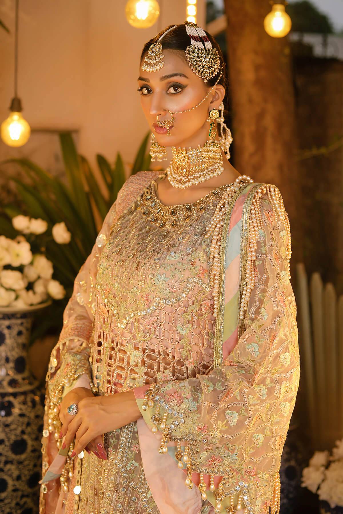 Raeesa Premium | Wajadan Wedding Formals | WD-6 Powder Peach - Pakistani Designer Dress - by Raeesa Premium | Type: Bridal - 100% Original at Saira Sultan