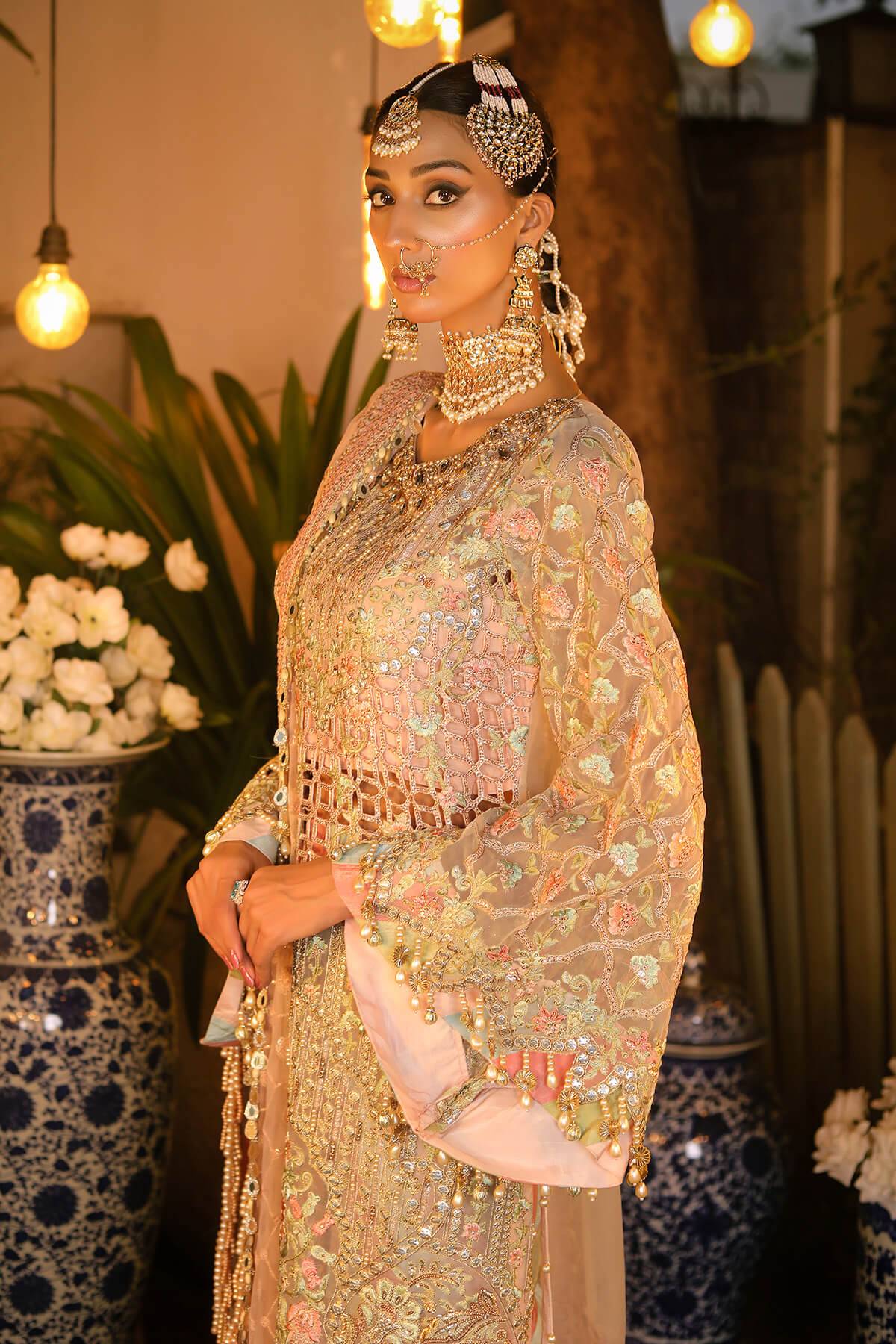 Raeesa Premium | Wajadan Wedding Formals | WD-6 Powder Peach - Pakistani Designer Dress - by Raeesa Premium | Type: Bridal - 100% Original at Saira Sultan