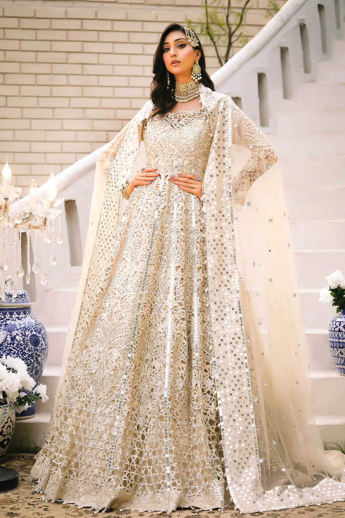 Raeesa Premium | Wajadan Wedding Formals | WD-1 Pearl White - Pakistani Designer Dress - by Raeesa Premium | Type: Bridal - 100% Original at Saira Sultan