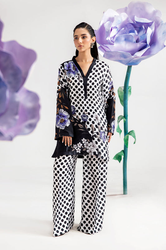 Afsanah | The Print Edit | DARK POLKA AP-110 XS Black Silk