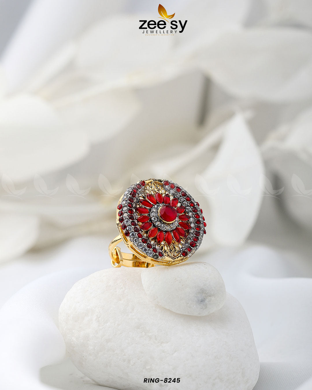 Zircon Cluster Ring-8245 Red
