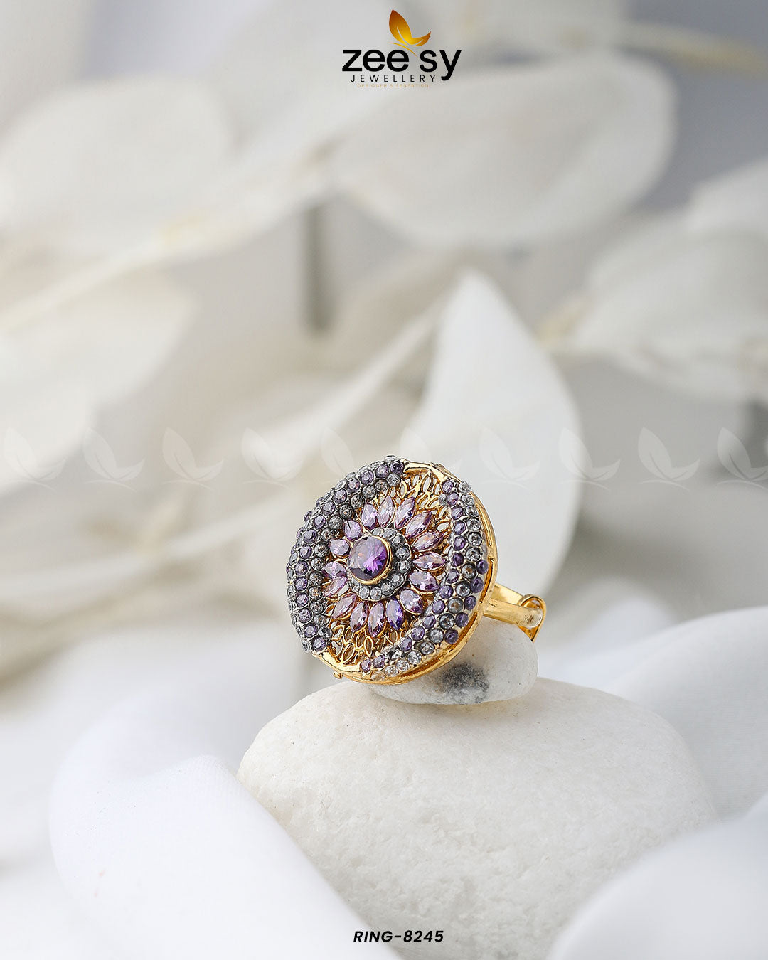Zircon Cluster Ring-8245 Purple