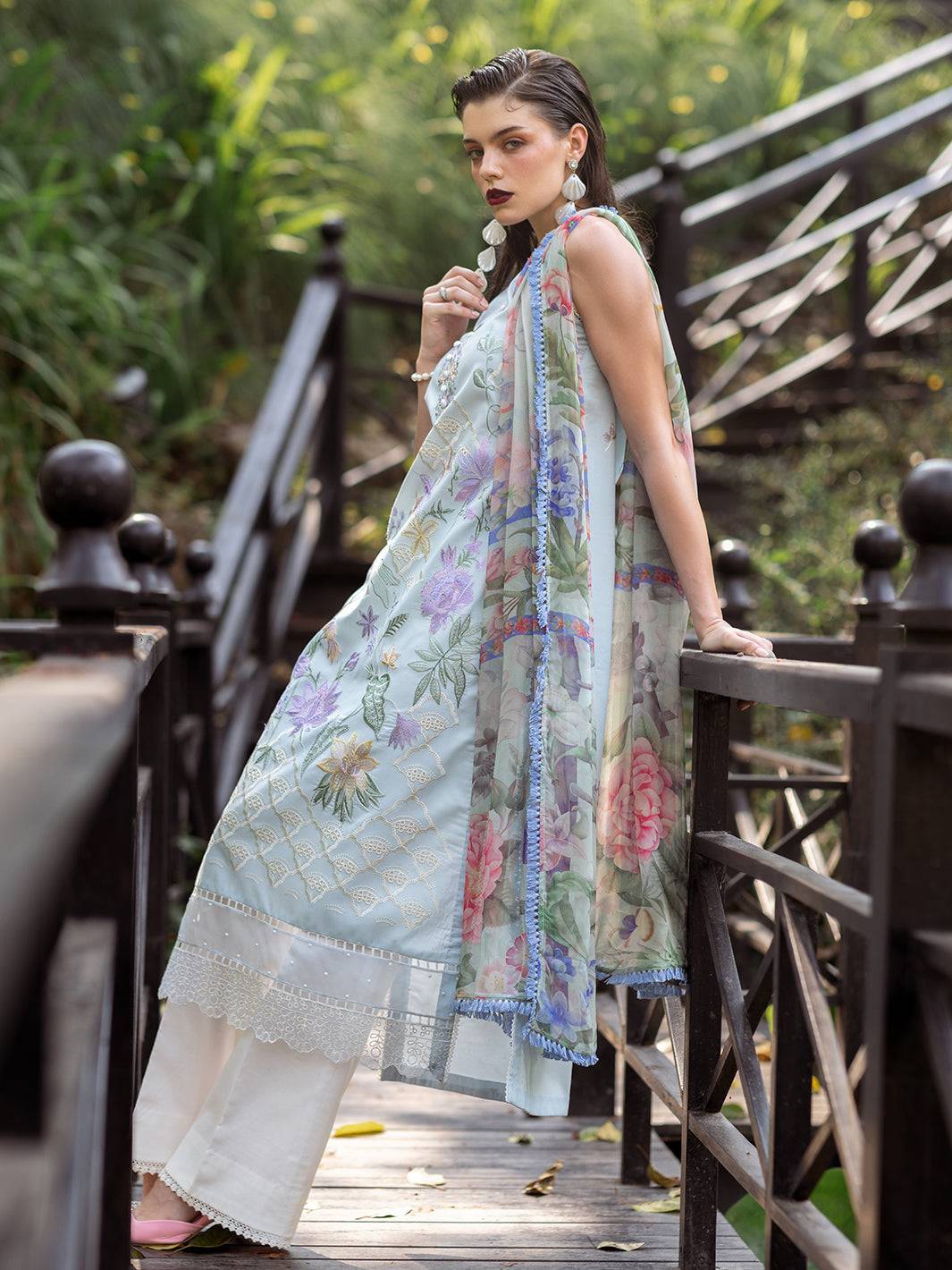 Roheenaz | Dahlia Embroidered Lawn 24 | Daisy - Pakistani Designer Dress - by Roheenaz | Type: Luxury - 100% Original at Saira Sultan