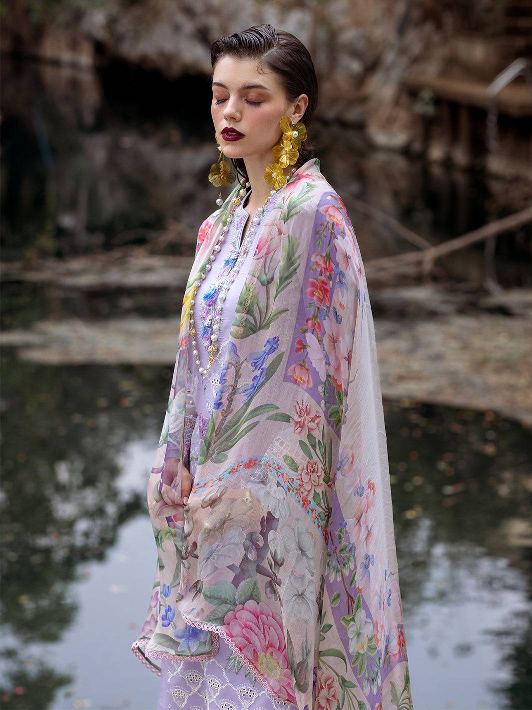 Roheenaz | Dahlia Embroidered Lawn 24 | Iris - Pakistani Designer Dress - by Roheenaz | Type: Luxury - 100% Original at Saira Sultan