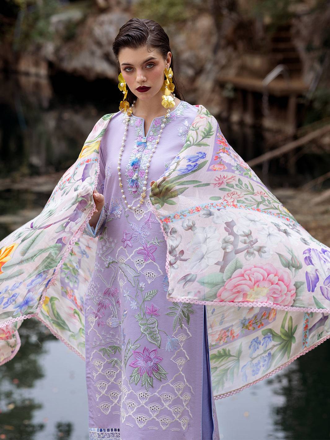 Roheenaz | Dahlia Embroidered Lawn 24 | Iris - Pakistani Designer Dress - by Roheenaz | Type: Luxury - 100% Original at Saira Sultan