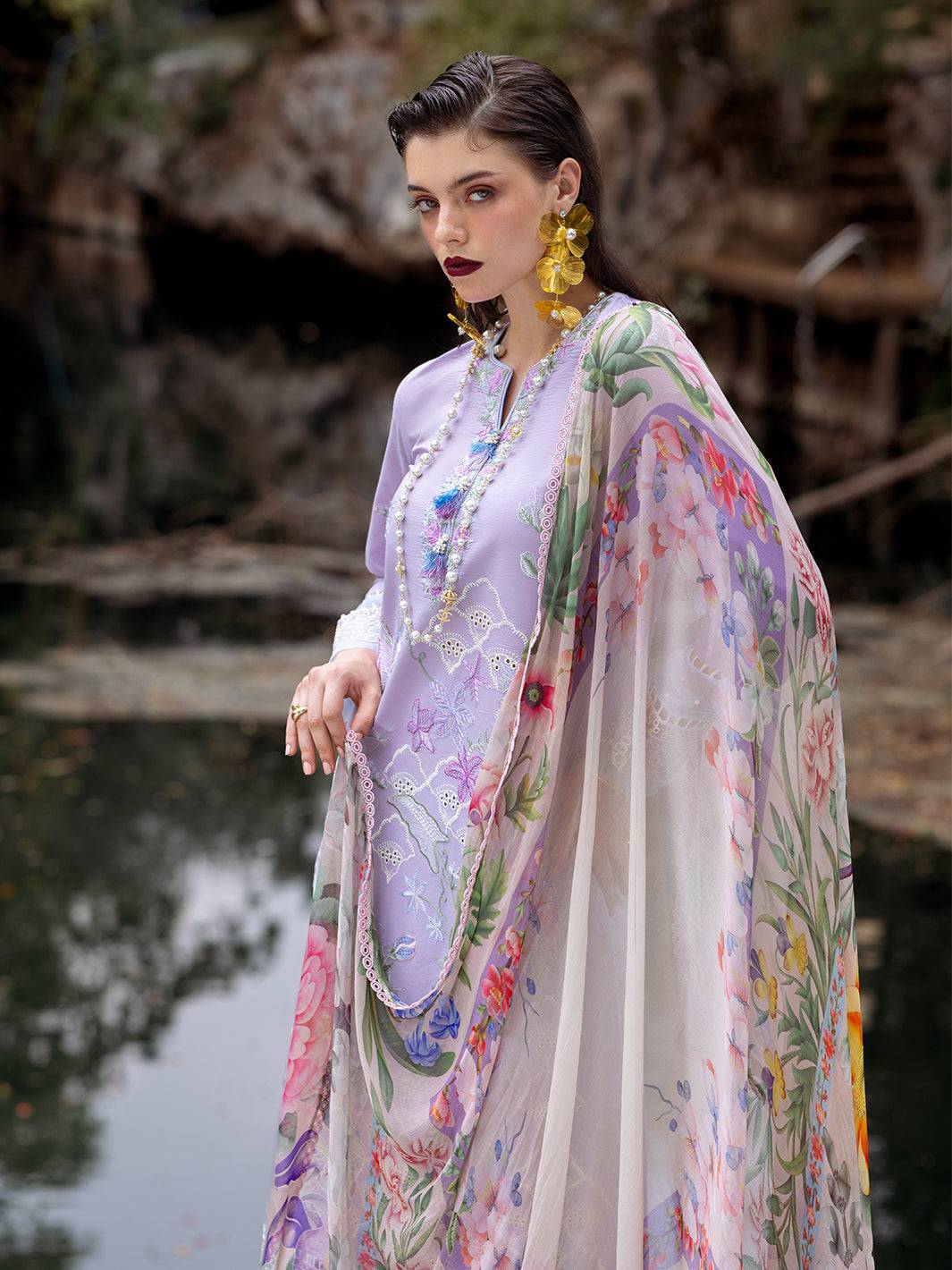 Roheenaz | Dahlia Embroidered Lawn 24 | Iris - Pakistani Designer Dress - by Roheenaz | Type: Luxury - 100% Original at Saira Sultan