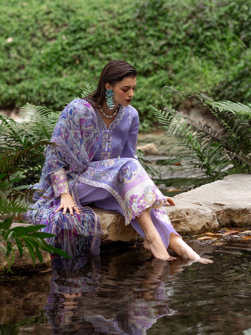 Roheenaz | Dahlia Embroidered Lawn 24 | Aster - Pakistani Designer Dress - by Roheenaz | Type: Luxury - 100% Original at Saira Sultan