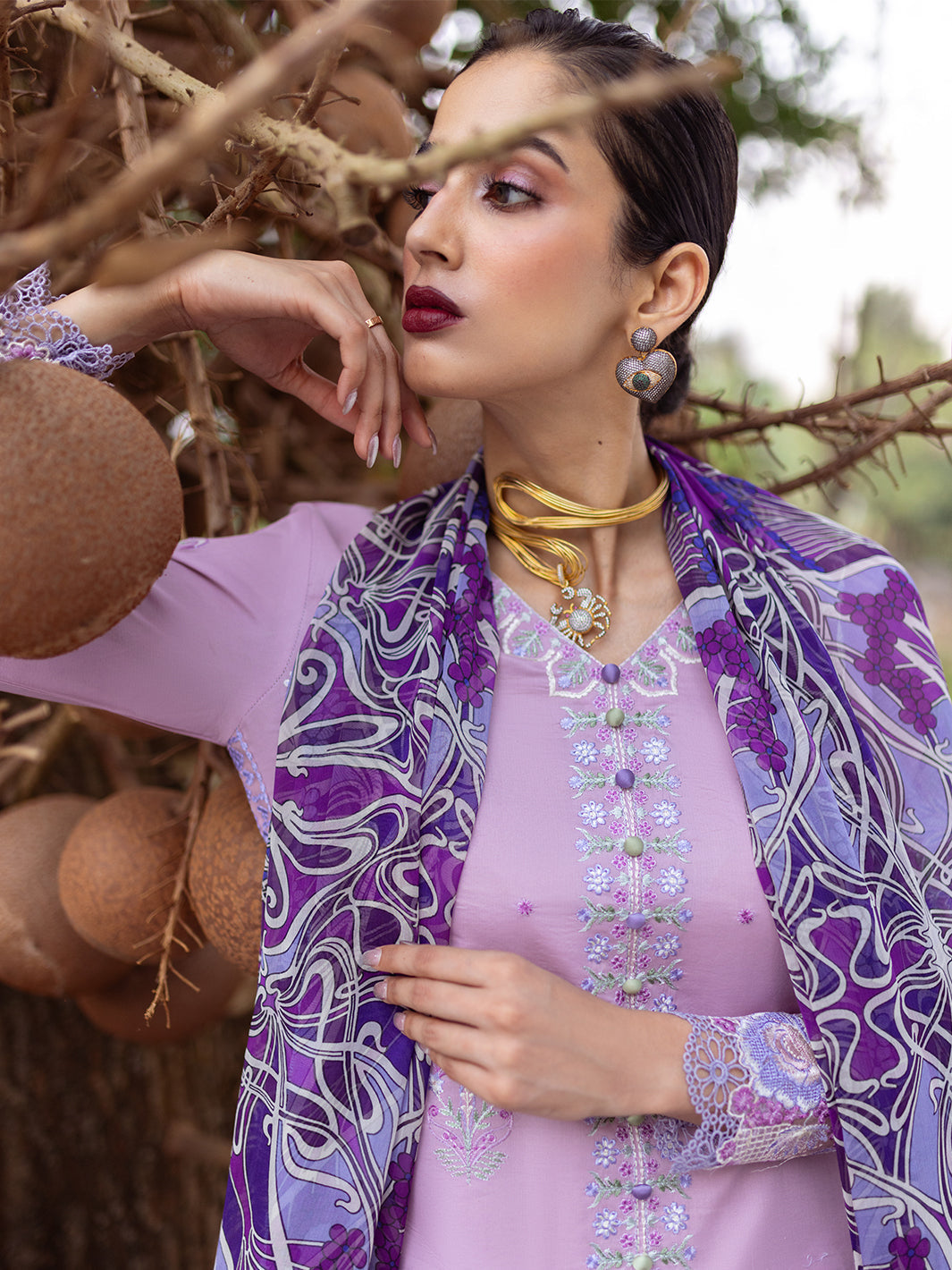 Roheenaz | Dahlia Embroidered Lawn 24 | Hyacinth - Pakistani Designer Dress - by Roheenaz | Type: Luxury - 100% Original at Saira Sultan