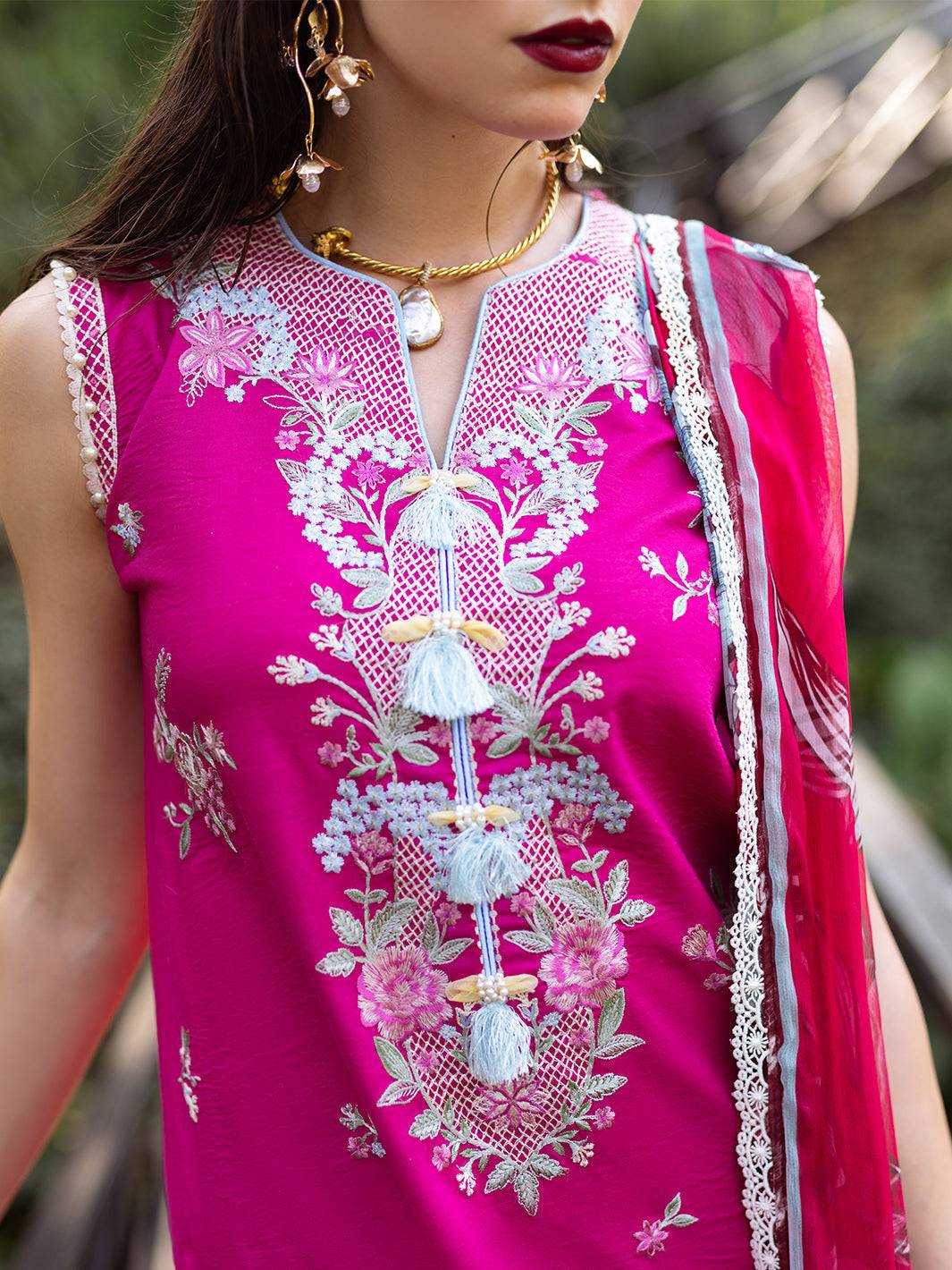 Roheenaz | Dahlia Embroidered Lawn 24 | Camellia - Pakistani Designer Dress - by Roheenaz | Type: Luxury - 100% Original at Saira Sultan