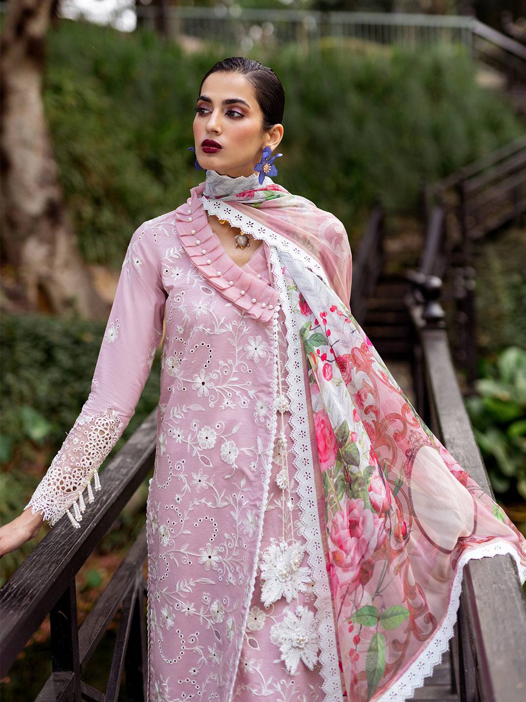 Roheenaz | Dahlia Embroidered Lawn 24 | Lily - Pakistani Designer Dress - by Roheenaz | Type: Luxury - 100% Original at Saira Sultan