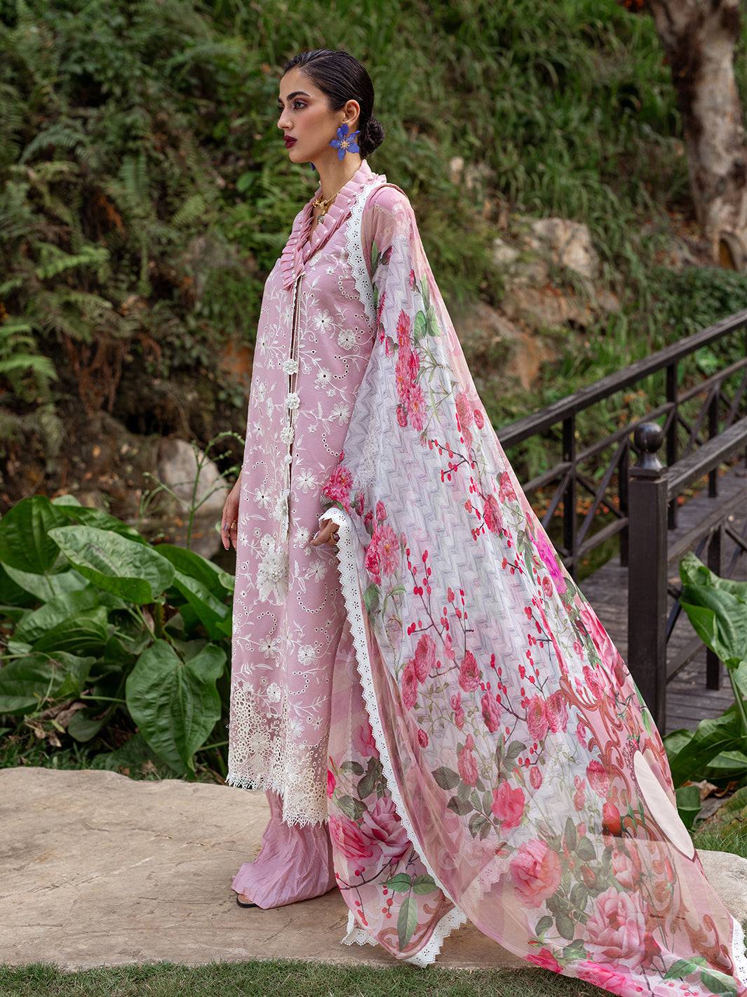 Roheenaz | Dahlia Embroidered Lawn 24 | Lily - Pakistani Designer Dress - by Roheenaz | Type: Luxury - 100% Original at Saira Sultan