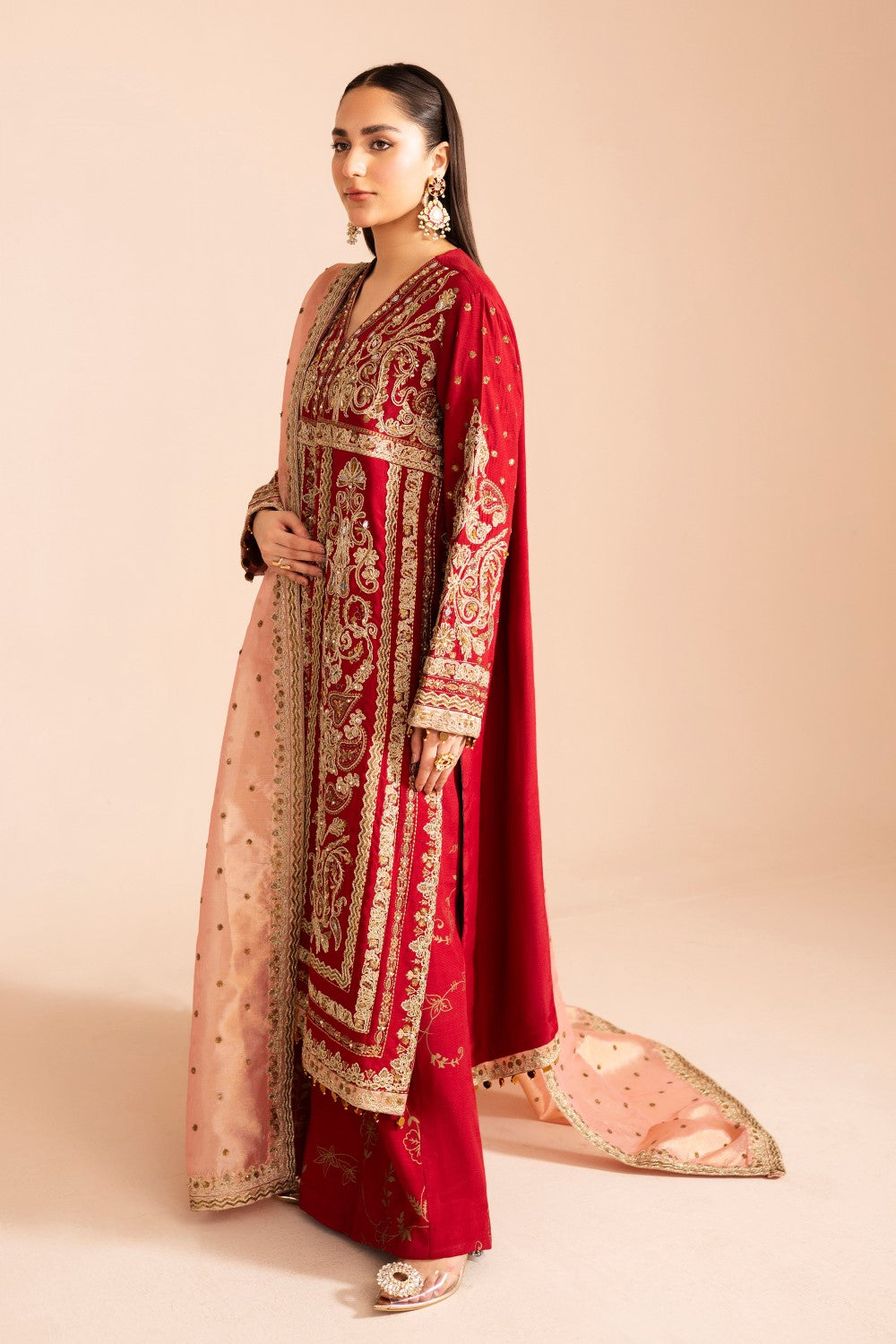 Maryum N Maria | Zircon Formals | ROSHANAK - MS40083 S Haute Red Tissue