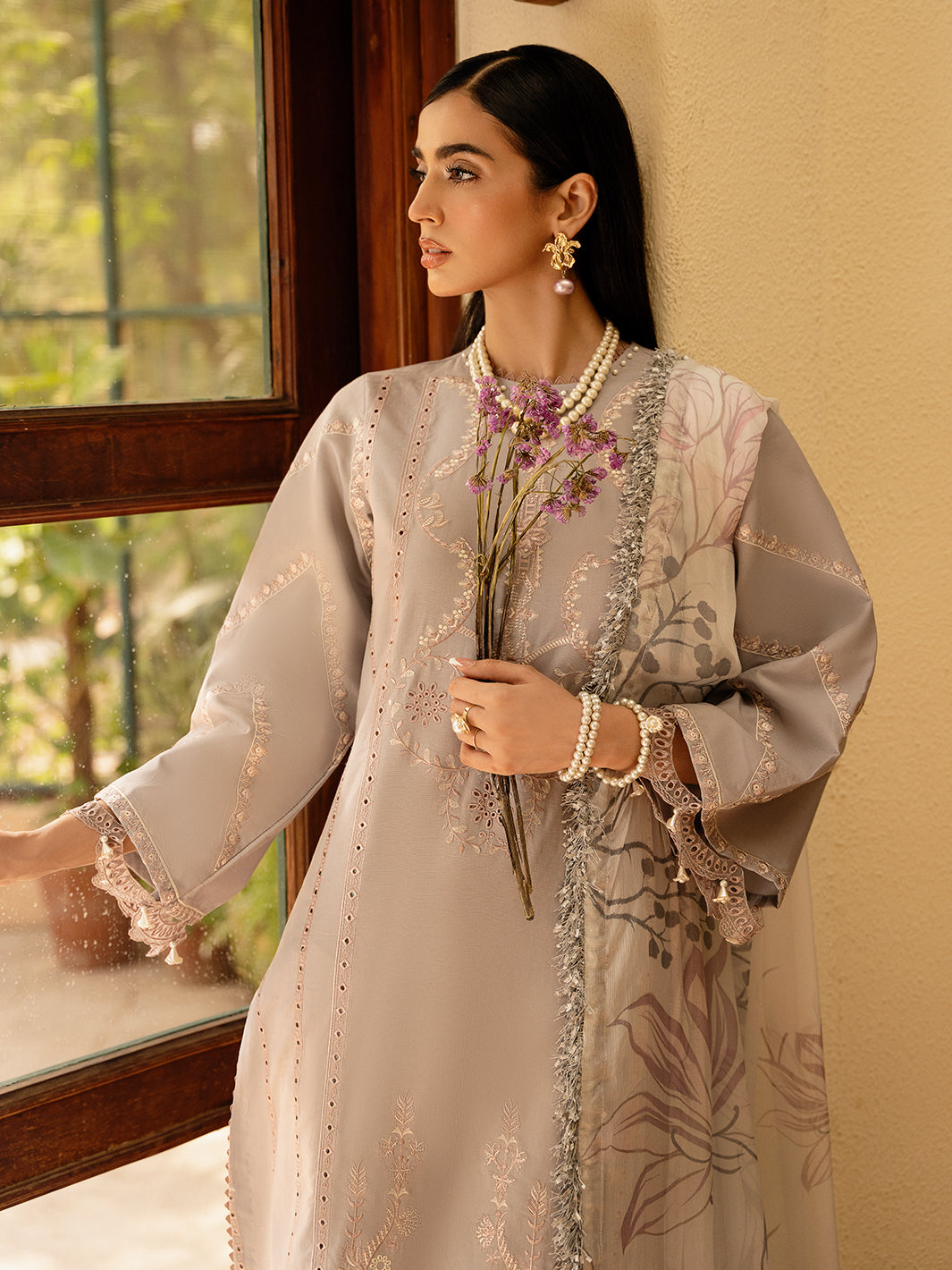 Izel | Dastak Luxury Lawn | SAAYE Custom Size Gray Lawn