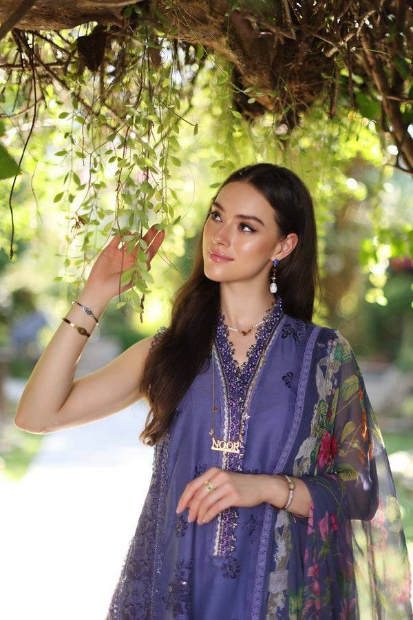 Noor by Saadia Asad | Luxury Chikankari Lawn24 | D8-A Purple - Pakistani Designer Dress - by Noor by Saadia Asad | Type: Luxury - 100% Original at Saira Sultan