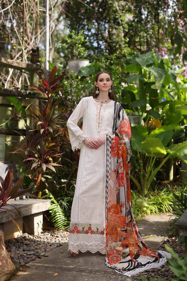 Noor by Saadia Asad | Luxury Chikankari Lawn24 | D6-B White Laser - Pakistani Designer Dress - by Noor by Saadia Asad | Type: Luxury - 100% Original at Saira Sultan