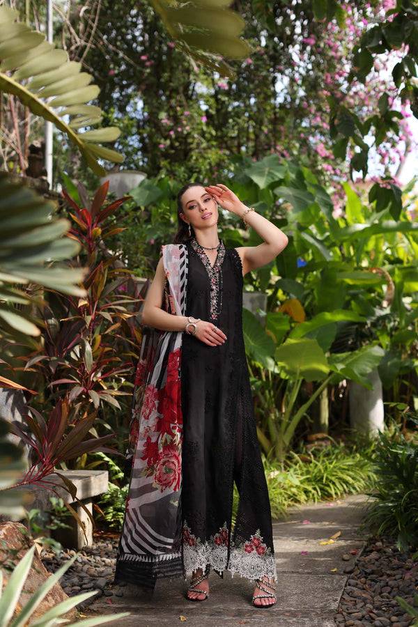 Noor by Saadia Asad | Luxury Chikankari Lawn24 | D6-A Black Laser - Pakistani Designer Dress - by Noor by Saadia Asad | Type: Luxury - 100% Original at Saira Sultan