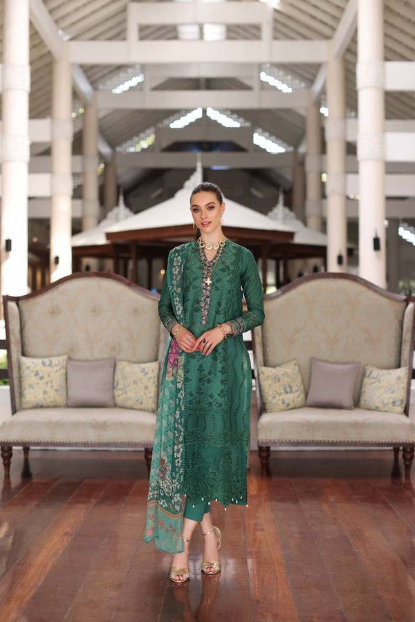 Noor by Saadia Asad | Luxury Chikankari Lawn24 | D4-A Green Laser - Pakistani Designer Dress - by Noor by Saadia Asad | Type: Luxury - 100% Original at Saira Sultan