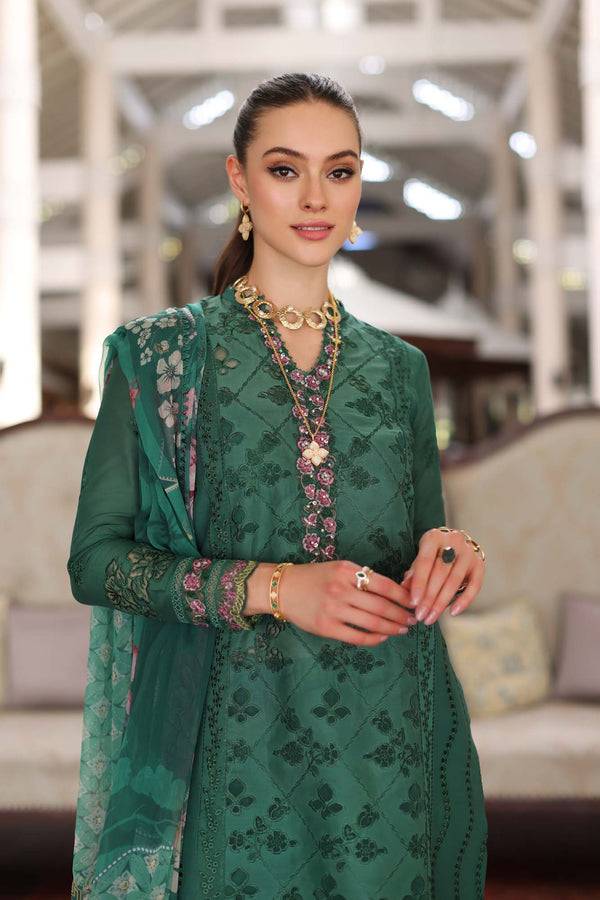 Noor by Saadia Asad | Luxury Chikankari Lawn24 | D4-A Green Laser - Pakistani Designer Dress - by Noor by Saadia Asad | Type: Luxury - 100% Original at Saira Sultan