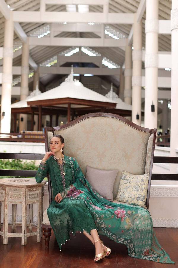 Noor by Saadia Asad | Luxury Chikankari Lawn24 | D4-A Green Laser - Pakistani Designer Dress - by Noor by Saadia Asad | Type: Luxury - 100% Original at Saira Sultan