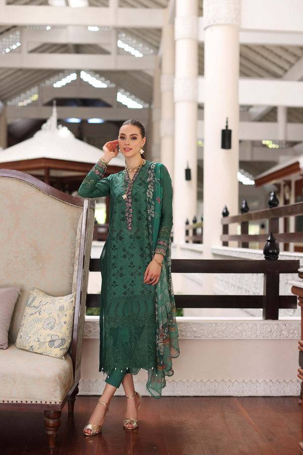 Noor by Saadia Asad | Luxury Chikankari Lawn24 | D4-A Green Laser - Pakistani Designer Dress - by Noor by Saadia Asad | Type: Luxury - 100% Original at Saira Sultan