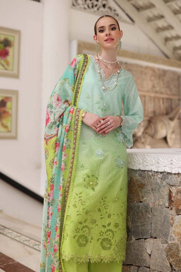 Noor by Saadia Asad | Luxury Chikankari Lawn24 | D5-A Aqua Ombre - Pakistani Designer Dress - by Noor by Saadia Asad | Type: Luxury - 100% Original at Saira Sultan