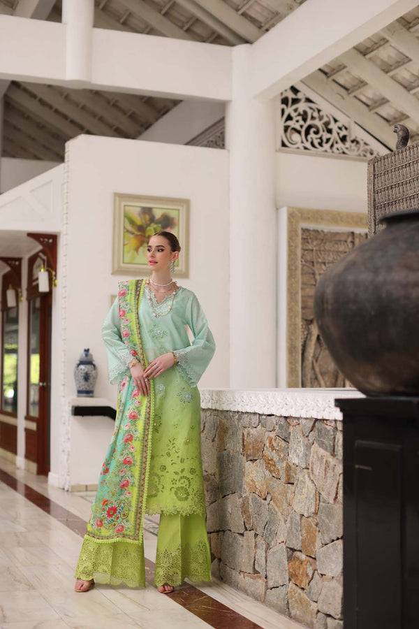 Noor by Saadia Asad | Luxury Chikankari Lawn24 | D5-A Aqua Ombre - Pakistani Designer Dress - by Noor by Saadia Asad | Type: Luxury - 100% Original at Saira Sultan