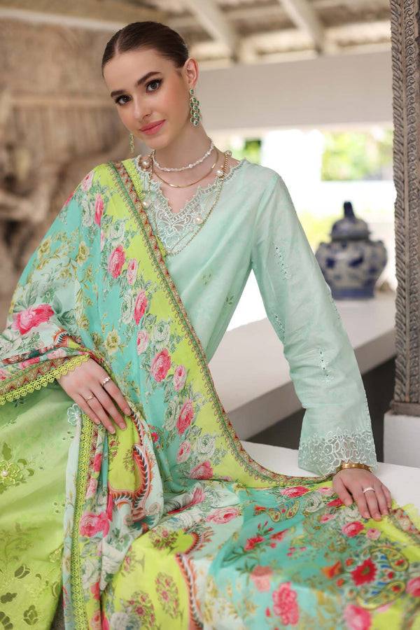 Noor by Saadia Asad | Luxury Chikankari Lawn24 | D5-A Aqua Ombre - Pakistani Designer Dress - by Noor by Saadia Asad | Type: Luxury - 100% Original at Saira Sultan