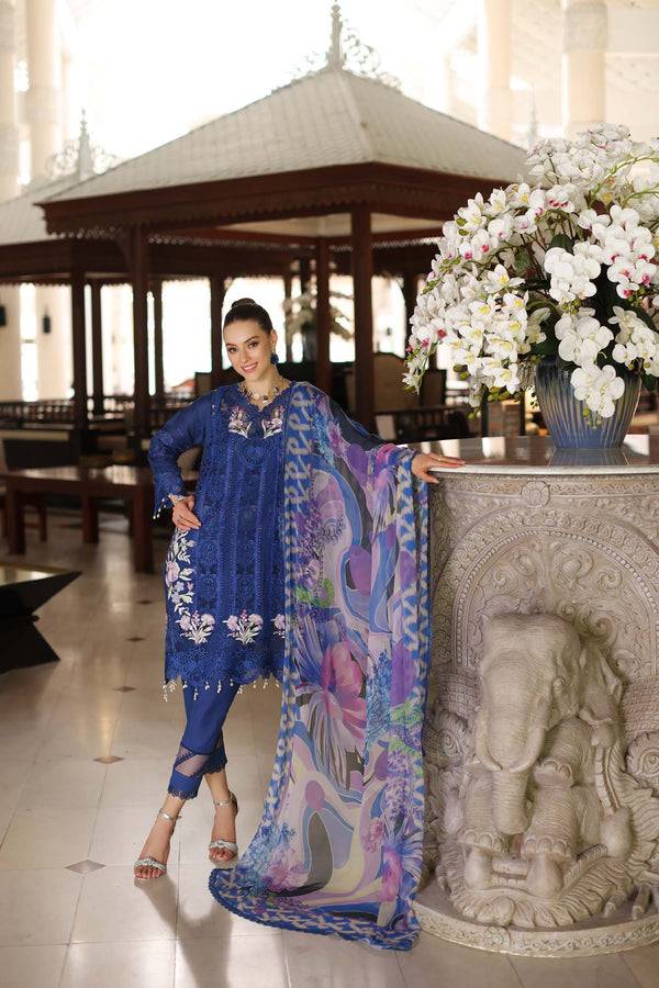 Noor by Saadia Asad | Luxury Chikankari Lawn24 | D10-B Blue Electric - Pakistani Designer Dress - by Noor by Saadia Asad | Type: Luxury - 100% Original at Saira Sultan