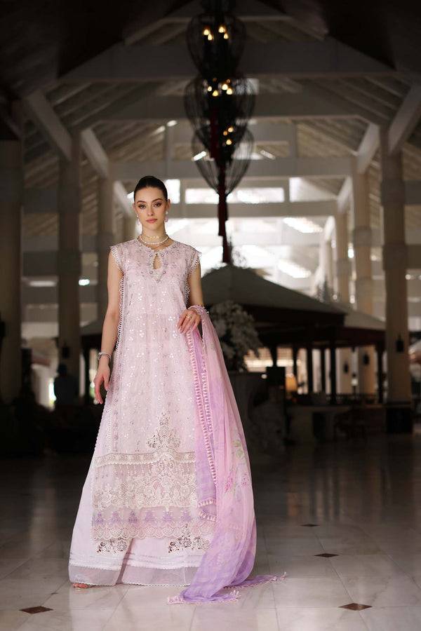 Noor by Saadia Asad | Luxury Chikankari Lawn24 | D11-A Pink Schifli - Pakistani Designer Dress - by Noor by Saadia Asad | Type: Luxury - 100% Original at Saira Sultan
