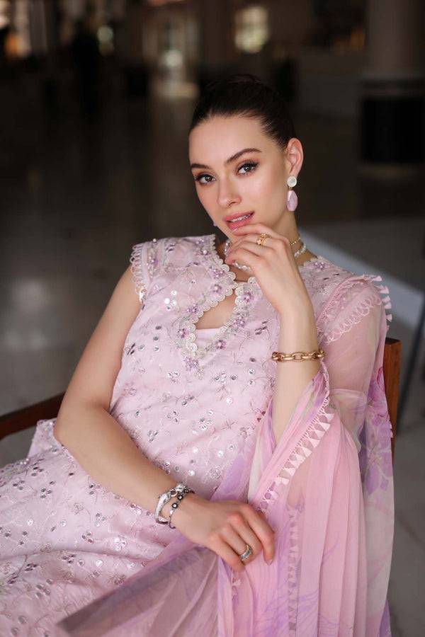 Noor by Saadia Asad | Luxury Chikankari Lawn24 | D11-A Pink Schifli - Pakistani Designer Dress - by Noor by Saadia Asad | Type: Luxury - 100% Original at Saira Sultan