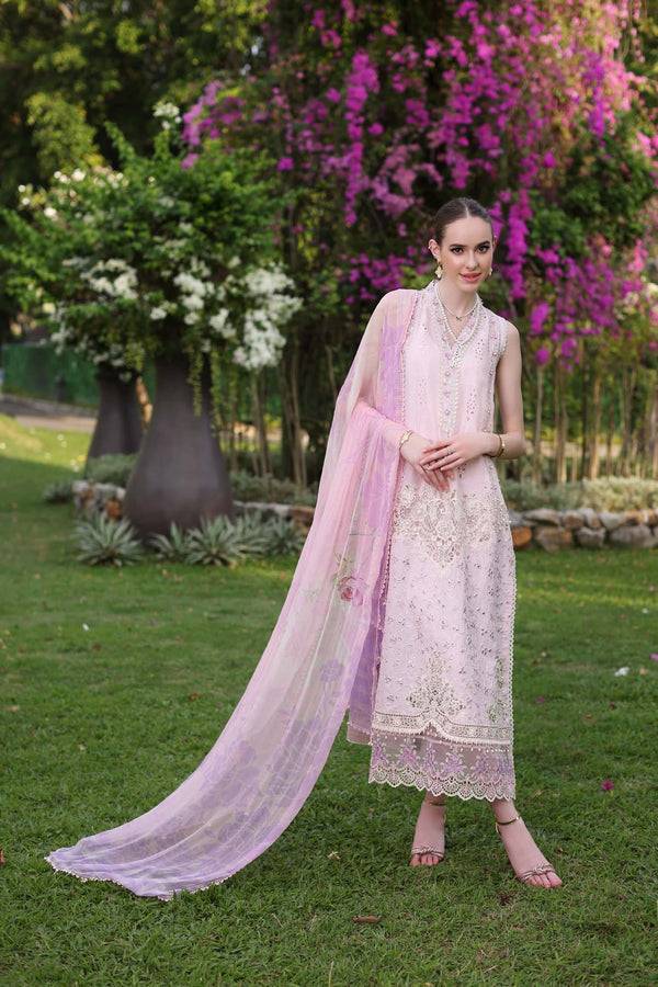 Noor by Saadia Asad | Luxury Chikankari Lawn24 | D11-A Pink Schifli - Pakistani Designer Dress - by Noor by Saadia Asad | Type: Luxury - 100% Original at Saira Sultan
