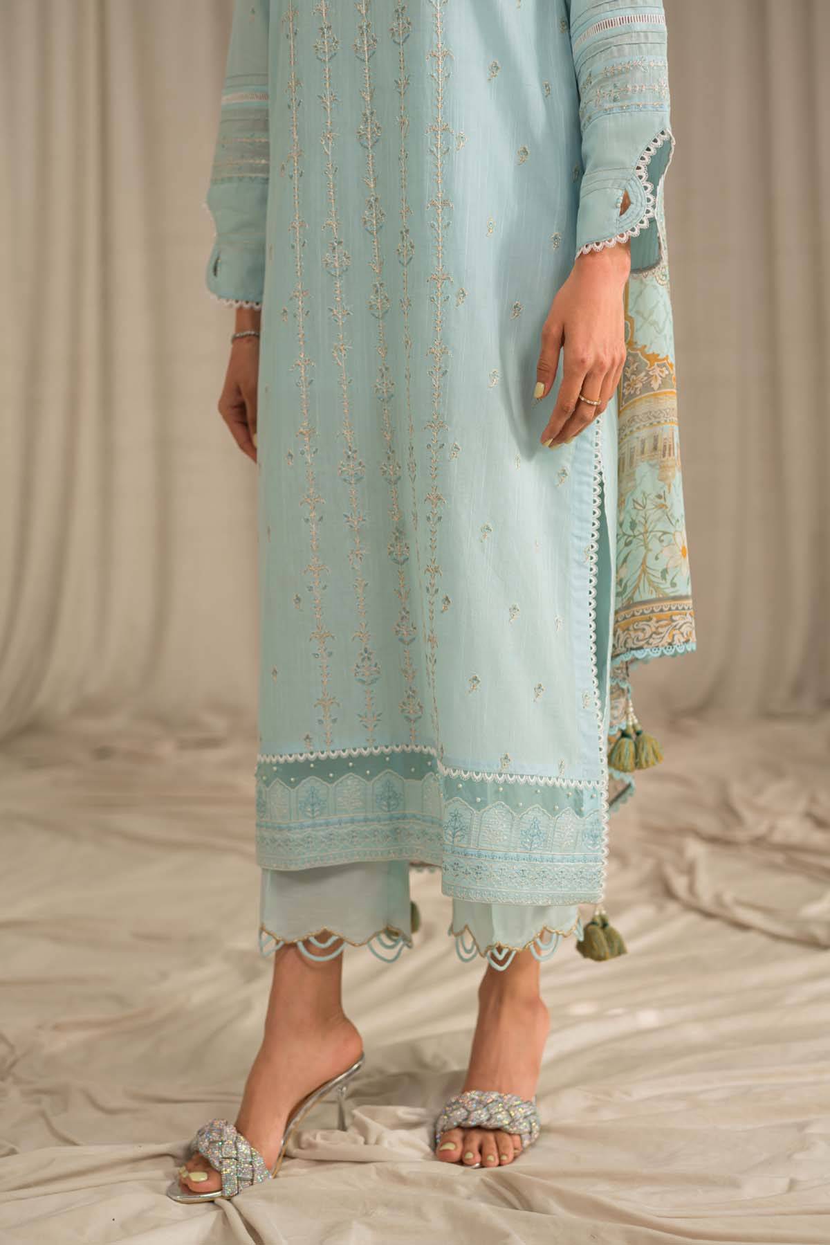 Sahar | Mirage Spring Luxury 24 | Slub Lawn 3 Piece (Embroidered) - Pakistani Designer Dress - by Sahar | Type: Luxury - 100% Original at Saira Sultan