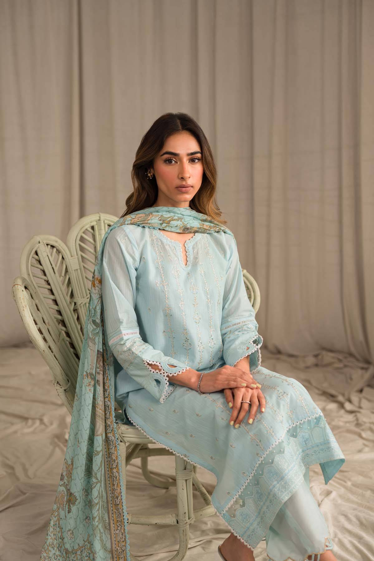 Sahar | Mirage Spring Luxury 24 | Slub Lawn 3 Piece (Embroidered) - Pakistani Designer Dress - by Sahar | Type: Luxury - 100% Original at Saira Sultan
