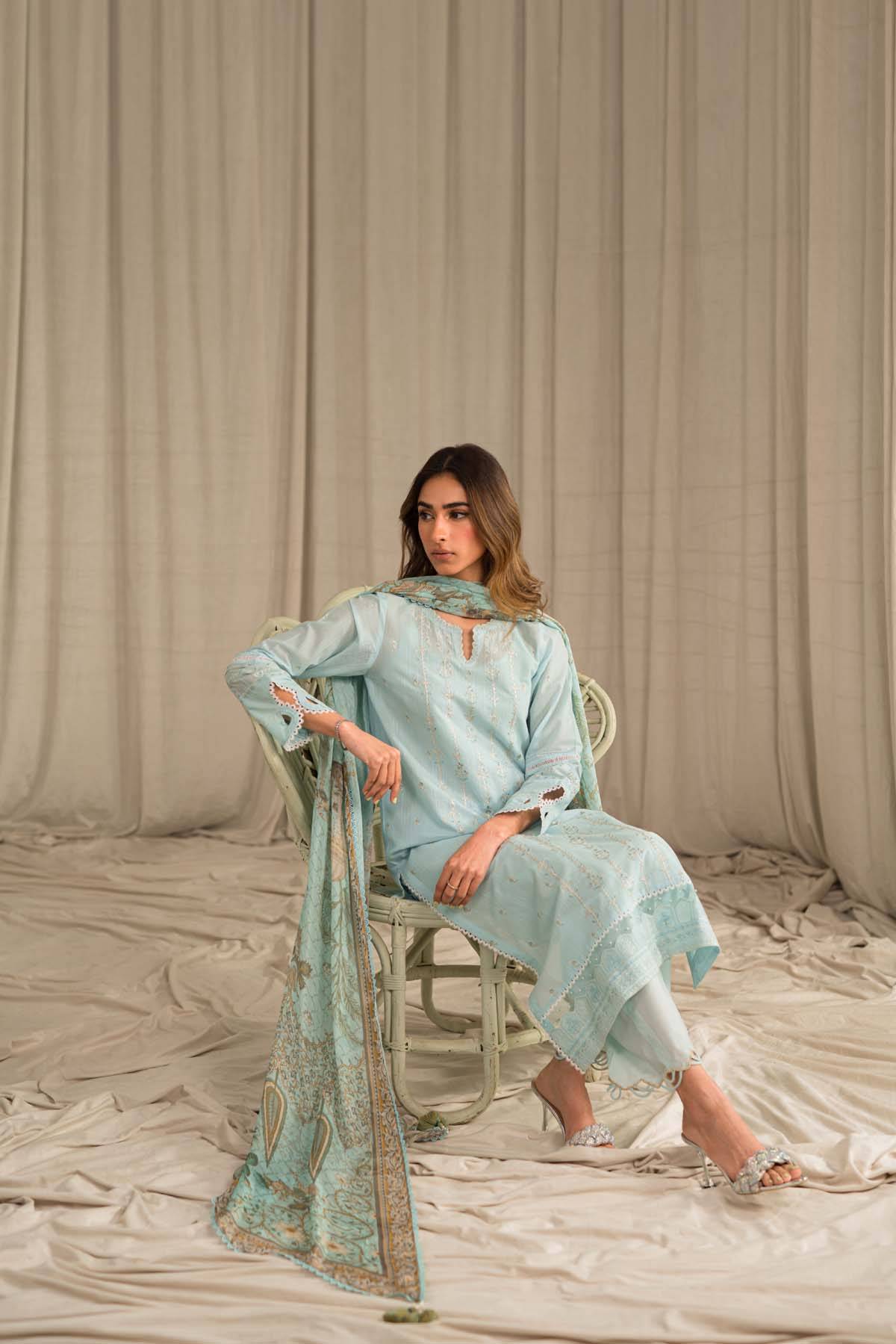 Sahar | Mirage Spring Luxury 24 | Slub Lawn 3 Piece (Embroidered) - Pakistani Designer Dress - by Sahar | Type: Luxury - 100% Original at Saira Sultan