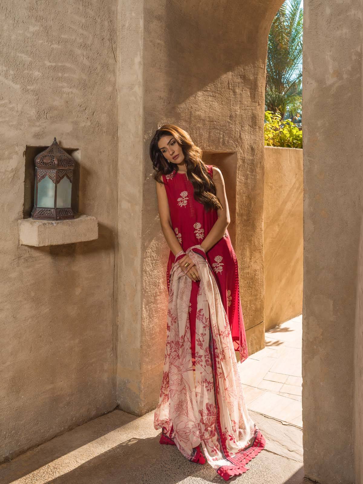 Sahar | Mirage Spring Luxury 24 | Slub Lawn 3 Piece (Embroidered) - Pakistani Designer Dress - by Sahar | Type: Luxury - 100% Original at Saira Sultan