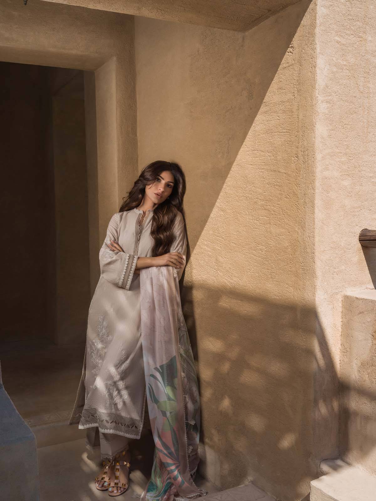 Sahar | Mirage Spring Luxury 24 | Textured Lawn 3 Piece (Embroidered) - Pakistani Designer Dress - by Sahar | Type: Luxury - 100% Original at Saira Sultan