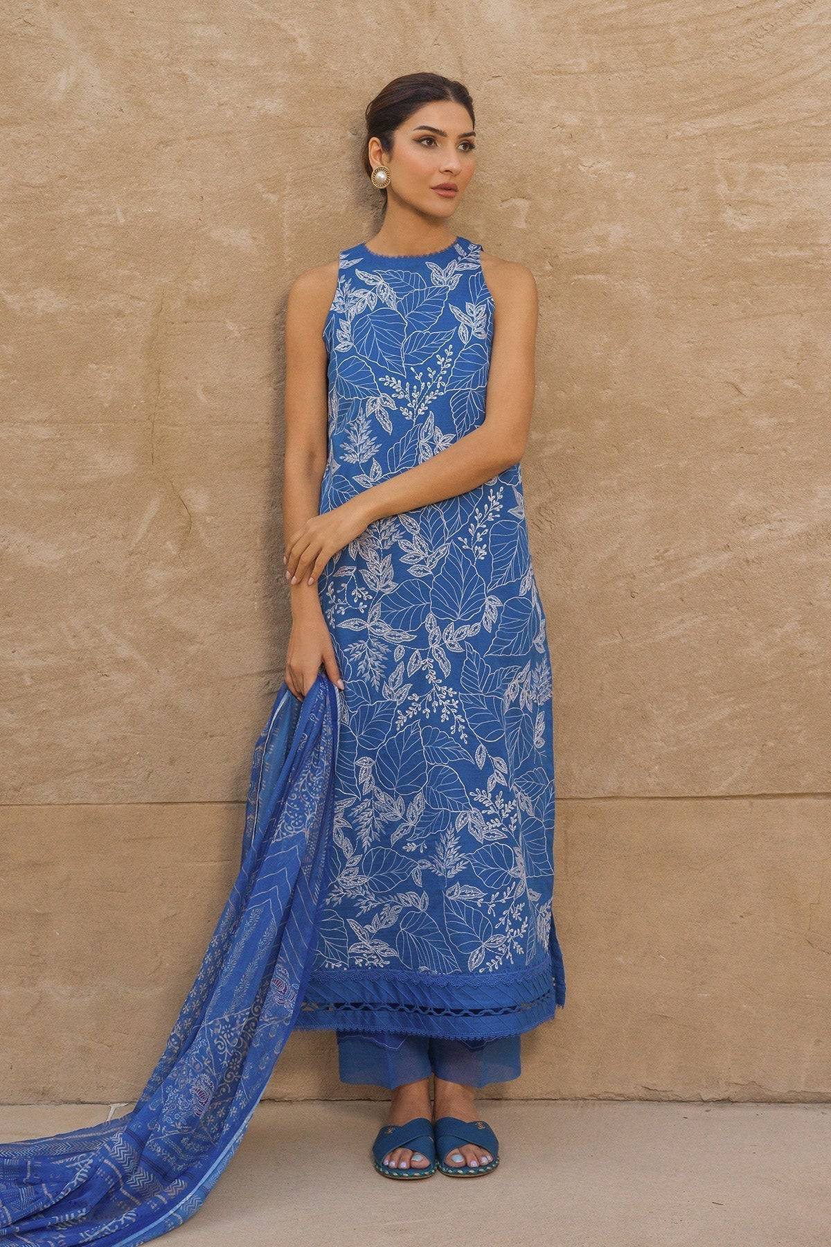 Sahar | Mirage Spring Luxury 24 | Slub Lawn 3 Piece (Embroidered) - Pakistani Designer Dress - by Sahar | Type: Luxury - 100% Original at Saira Sultan