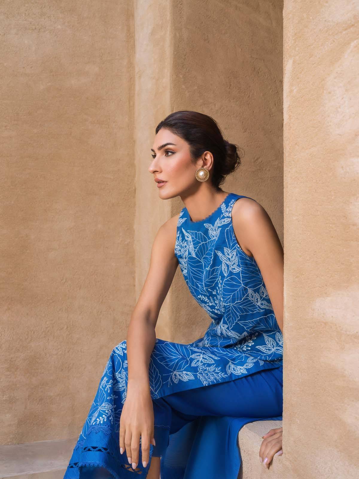Sahar | Mirage Spring Luxury 24 | Slub Lawn 3 Piece (Embroidered) - Pakistani Designer Dress - by Sahar | Type: Luxury - 100% Original at Saira Sultan