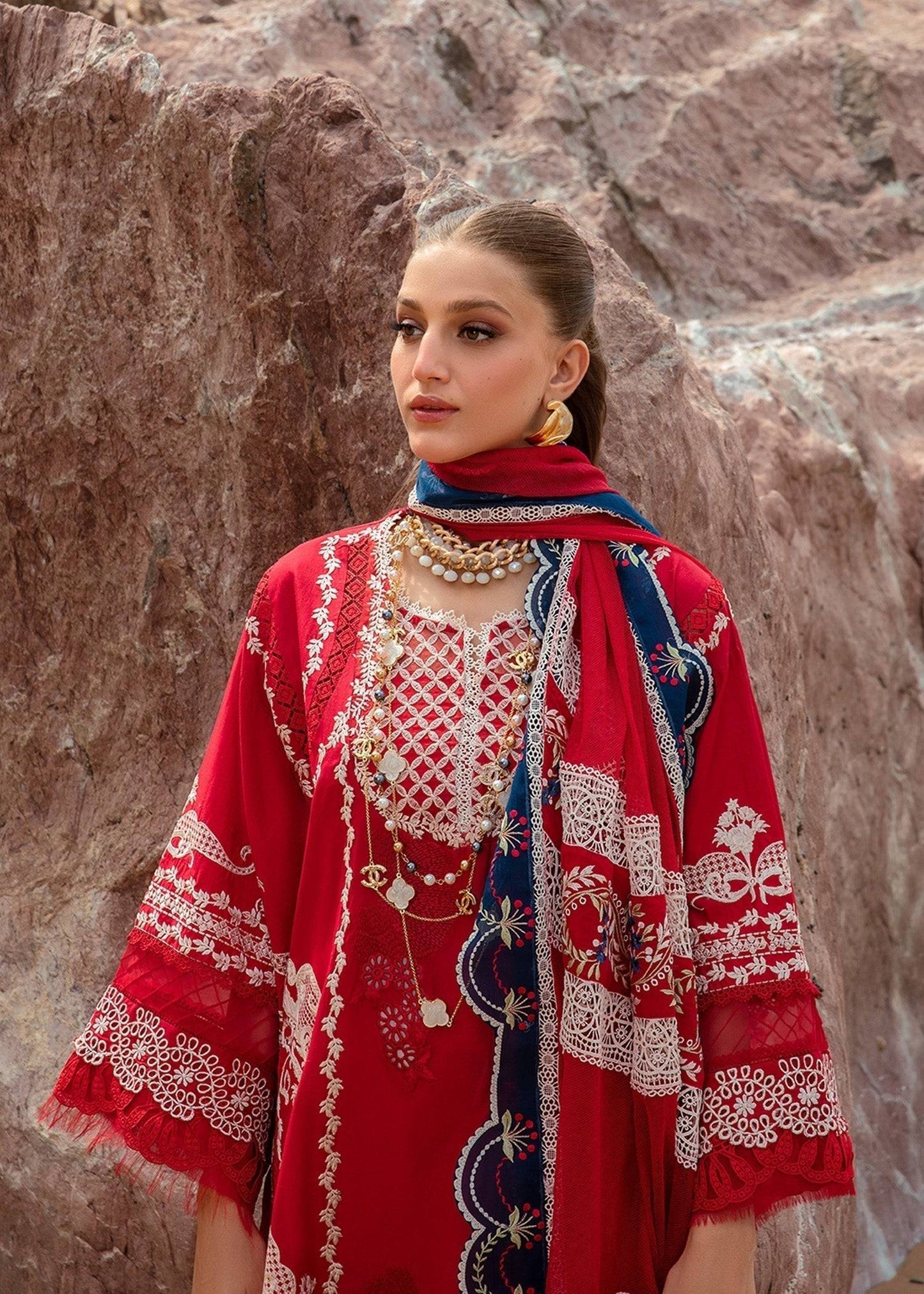Crimson | Lawn 24 | Stars of Fire - Flame red - Pakistani Designer Dress - by Crimson | Type: Luxury - 100% Original at Saira Sultan