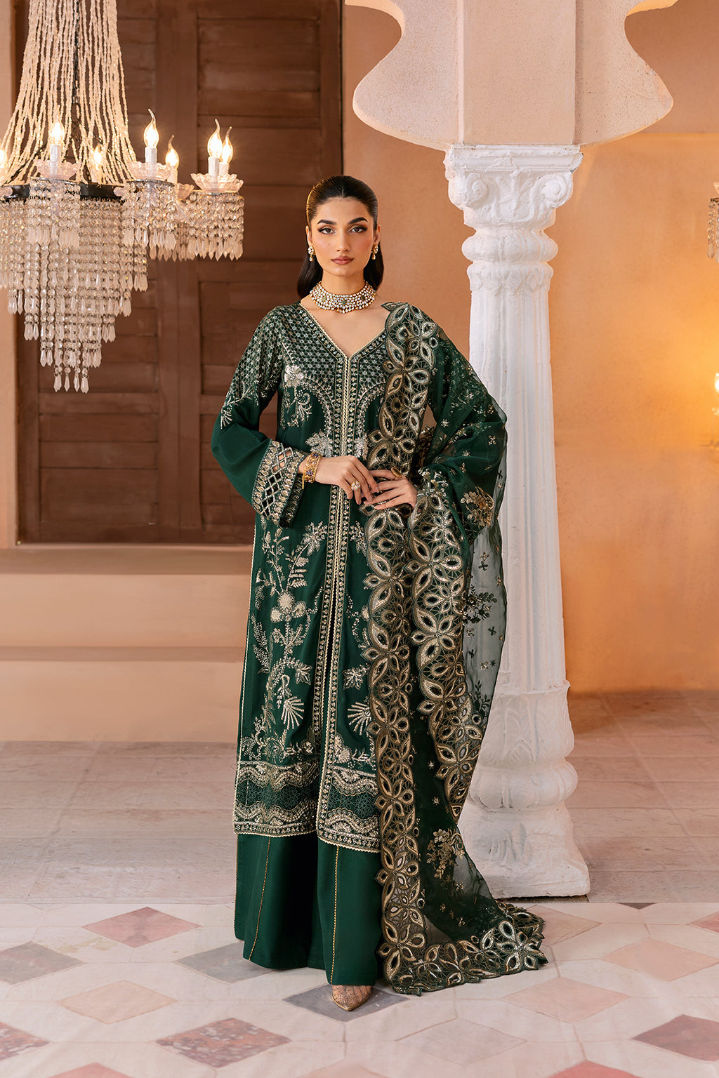 Ramsha | Shehnai Formals |SS-101 XS Dark Green Raw Silk