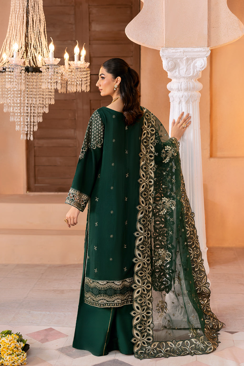 Ramsha | Shehnai Formals |SS-101 S Dark Green Raw Silk