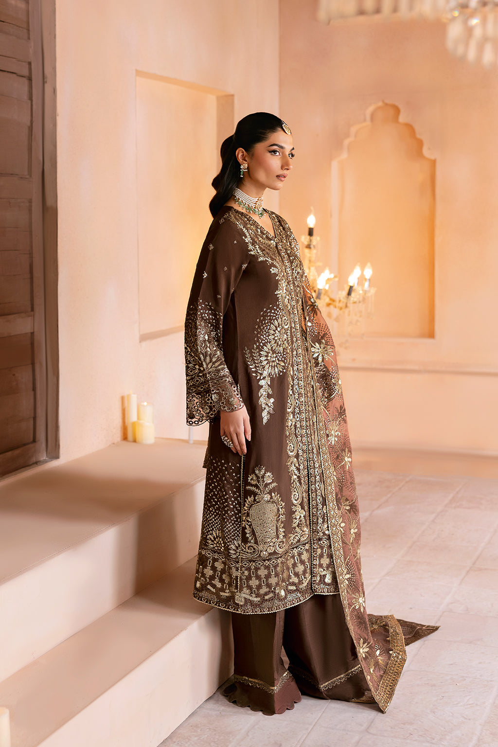 Ramsha | Shehnai Formals | SS-108 L Chocolate Brown Raw Silk