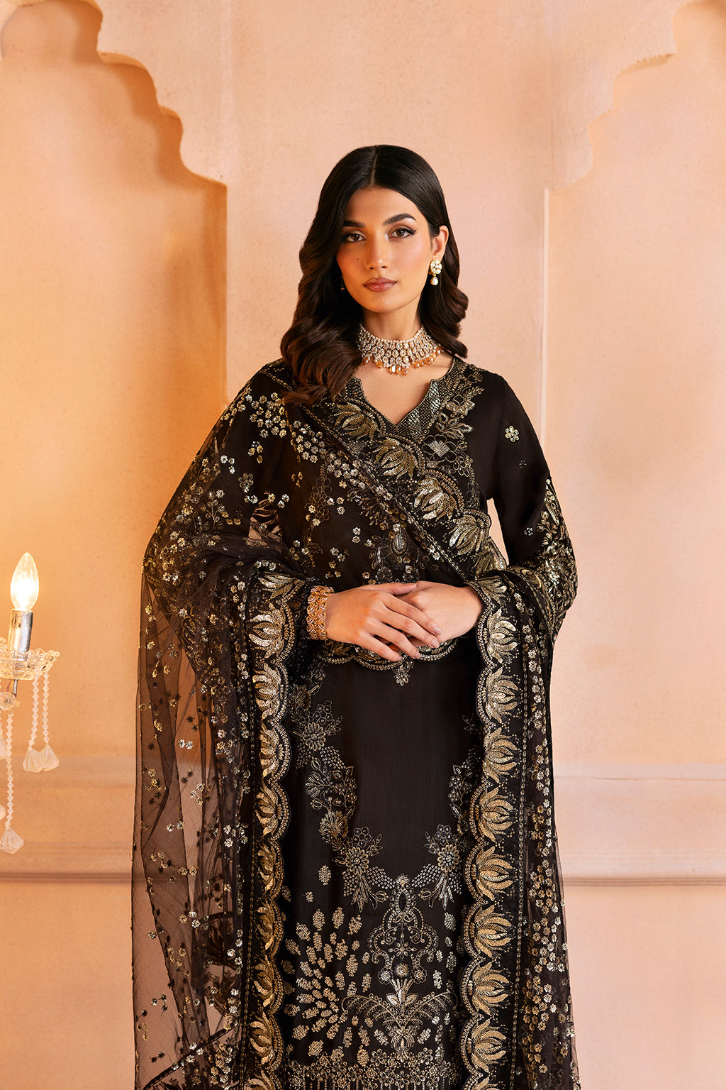 Ramsha | Shehnai Formals | SS-105 M Black Raw Silk