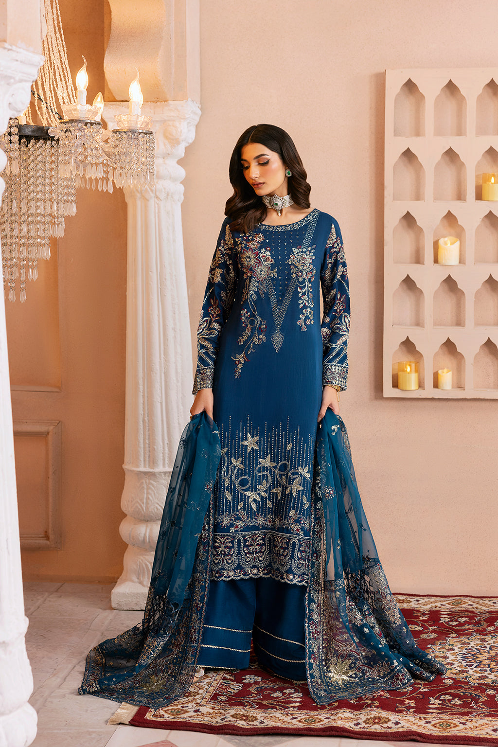 Ramsha | Shehnai Formals | SS-107 L Navy Raw Silk
