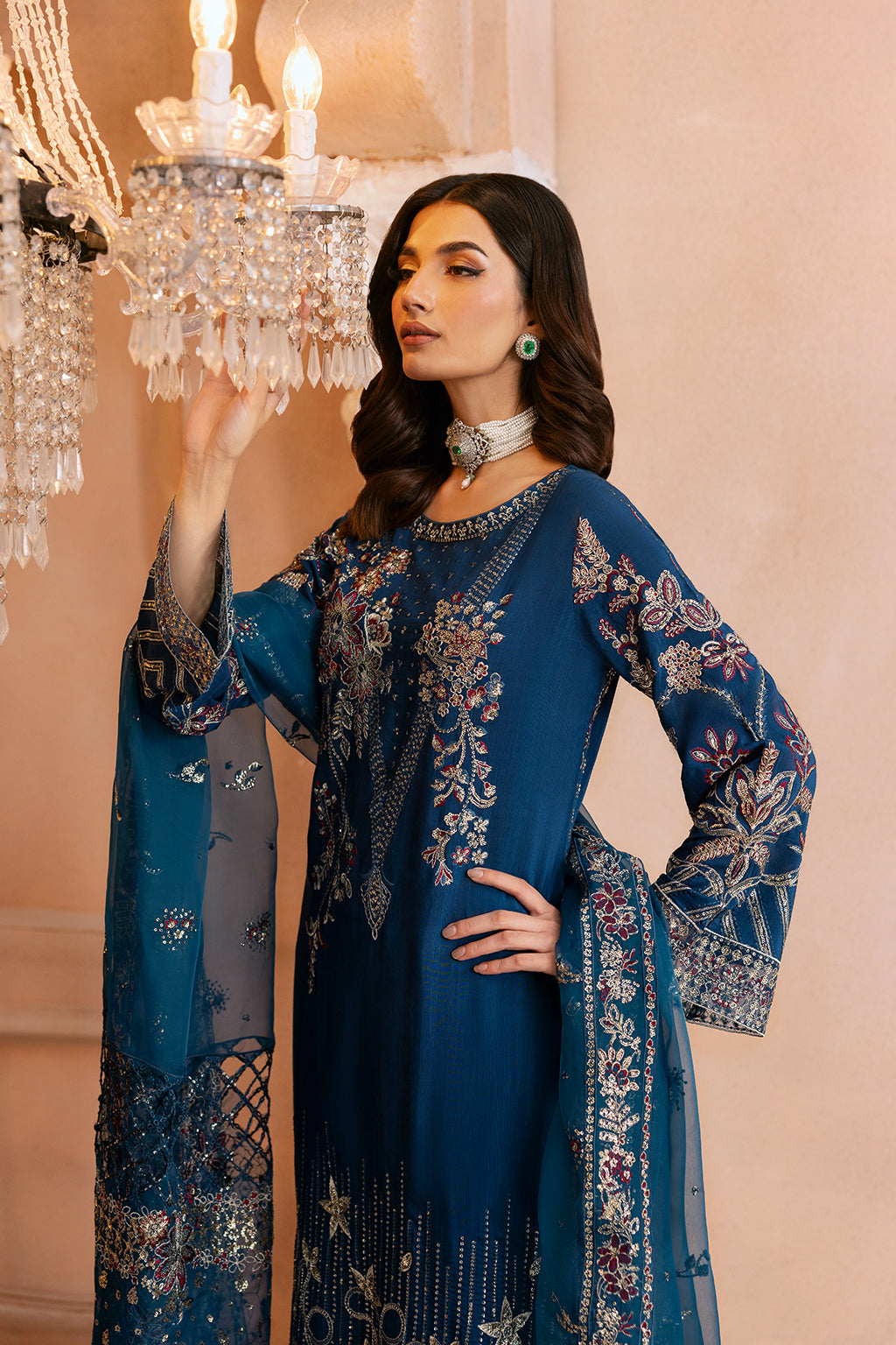 Ramsha | Shehnai Formals | SS-107 M Navy Raw Silk