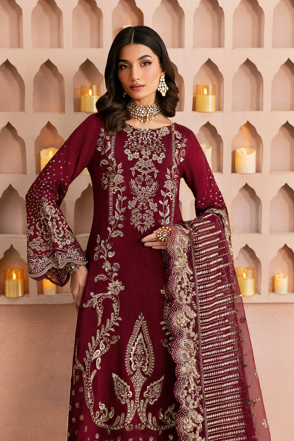 Ramsha | Shehnai Formals | SS-102 XS Blood Red Raw Silk
