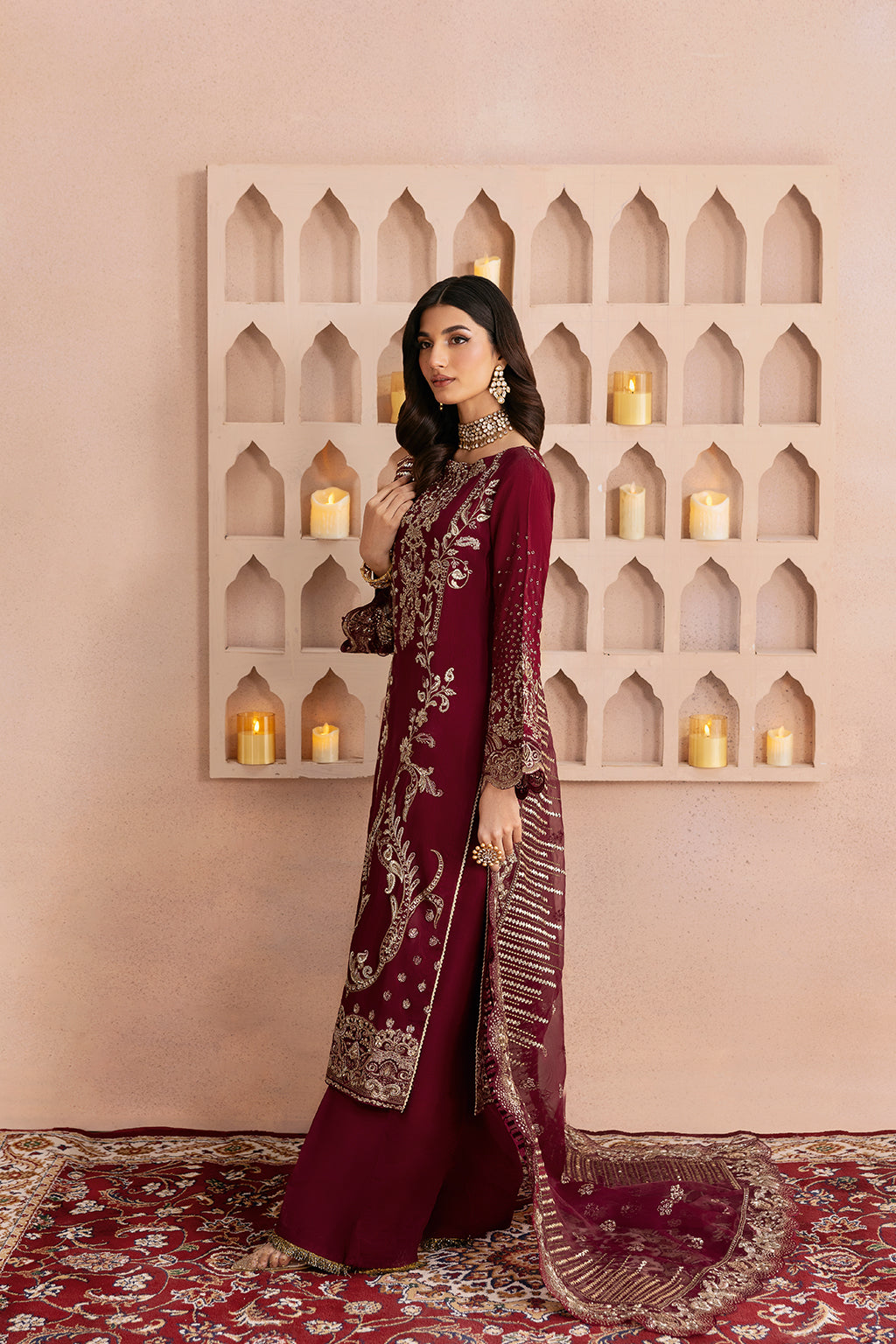 Ramsha | Shehnai Formals | SS-102 M Blood Red Raw Silk