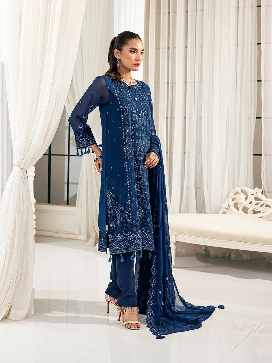 Salitex | Signature Festive Chiffon | SUNS7CH035UT S Navy Blue Chiffon