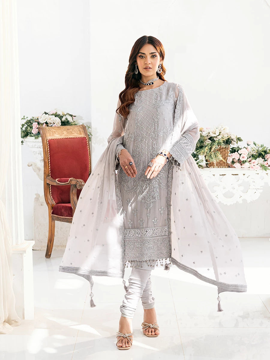 Salitex | Signature Festive Chiffon | SUNS7CH034UT XL Silver Chiffon