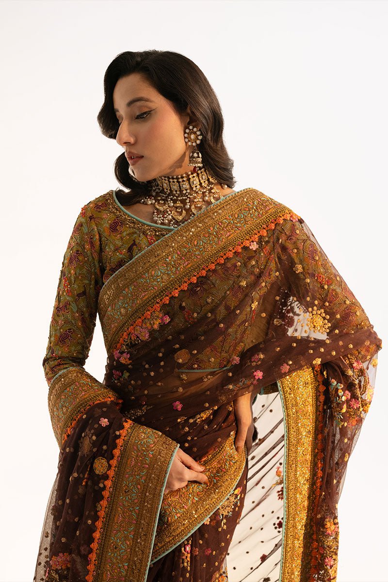 Fahad Hussayn | Ashk o Atar | SOROUR M Chocolate Brown Net